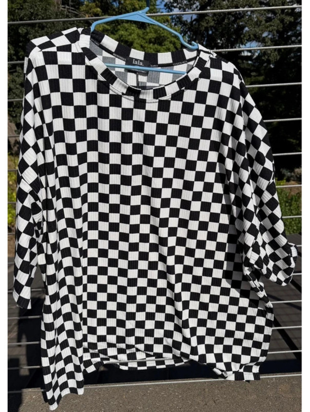 Dressed in LaLa black and white checkered shirt and shorts set size 2XL